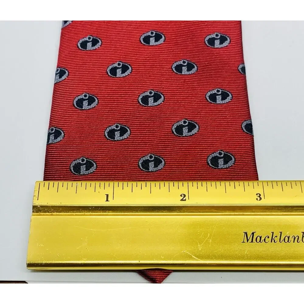 Disney Pixar The Incredibles Logo Red Men's 100% Silk Tie, All Over Print